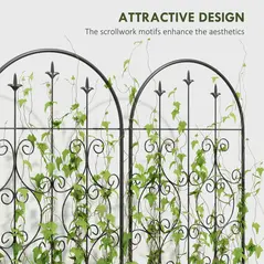 Outsunny Set of 2 Metal Garden Trellis, Decorative Trellis Panels for Climbing Outdoor Plants, Vegetables, Vines, Flowers, 150 x 50 cm, Scrollwork Design - 5