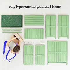 Outsunny Small Shed, Wooden Garden Shed with Openable Hinged Roof and Removable Shelf, 74 x 43 x 88 cm, Light Green - 8