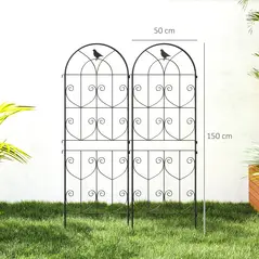 Outsunny Set of 2 Garden Trellis, Metal Fence Panels for Climbing Outdoor Plants, Flowers, 150 x 50cm - 3