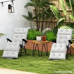 Outsunny Set of Two 190 x 56cm Sun Lounger Cushions - Light Grey - 8