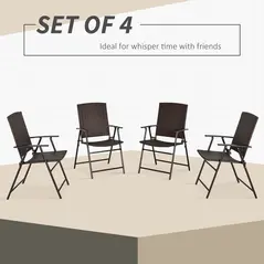 Outsunny Set of Four Folding Rattan Seat Chairs - Brown - 4