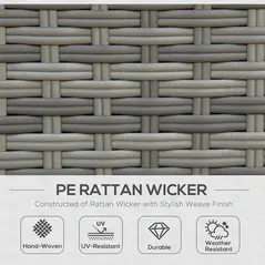 Outsunny Seven-Piece Rattan Garden Sofa Set, with Expanding Table - Grey - 7