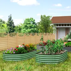 Outsunny Set of Two 181 x 93cm Steel Planters - Green - 2