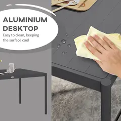 Outsunny Six-Seater Outdoor Table with Slatted Aluminium Top and Steel Legs - 5