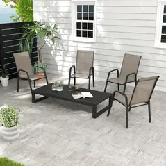 Outsunny Set of Four Stackable Mesh Seat Chairs - Grey - 2