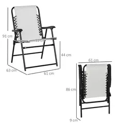 Outsunny Set of 6 Patio Folding Chair Set, Garden Portable Outdoor Chairs with Armrest and Breathable Mesh Fabric Seat and Backrest, for Camping, Beach, Deck, Lawn, Cream White - 3