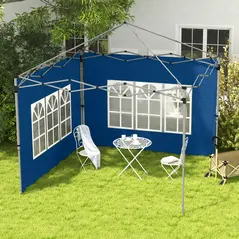 Outsunny Set of 2 Gazebo Side Panels - Blue - 2
