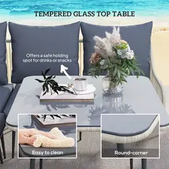 Outsunny Six-Piece Rattan Strong Garden Sofa Set - Grey - 6