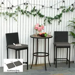 Outsunny Set of 2 Garden Chair Cushions with Ties, 45 x 45 cm Replacement Cushions for Outdoor Furniture, Dark Grey - 2