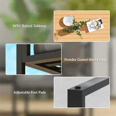 Outsunny Six Piece L Shaped Garden Furniture Set with 3 Loveseats - Natural Wood Finish - 8