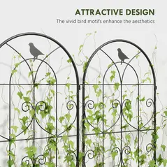 Outsunny Set of 2 Garden Trellis, Metal Fence Panels for Climbing Outdoor Plants, Flowers, 150 x 50cm - 5