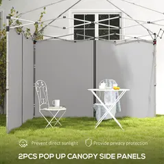 Outsunny Set of Two 3 x 3(m) Replacement Zipped Gazebo Walls - Grey - 4