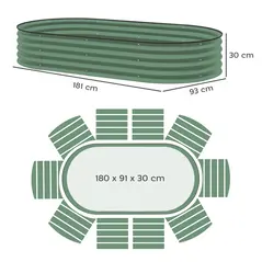 Outsunny Set of Two 181 x 93cm Steel Planters - Green - 3