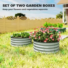Outsunny Set of 2 Raised Garden Bed, Metal Planter Box with Safety Edging, Easy-to-assemble Stock Tank, Green - 4