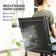 Outsunny Seven-Piece Garden Dining Set, with Plastic Wood-Top Table - Black - 6