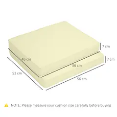 Outsunny Set of 2 Garden Seat and Back Cushion Set, Replacement Cushions for Outdoor Furniture with Seat Cushion and Back Cushion, Cream White - 3