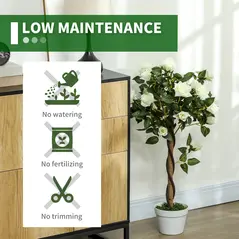 Outsunny Set of Two Faux Rose Trees - White - 6