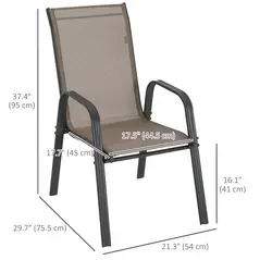 Outsunny Set of Four Stackable Mesh Seat Chairs - Grey - 3