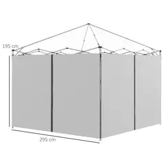 Outsunny Set of Two 3 x 3(m) Replacement Zipped Gazebo Walls - Grey - 3