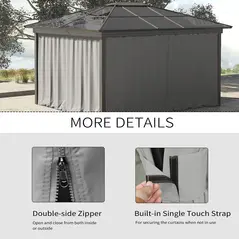 Outsunny Set of Four 3 x 3m Gazebo Replacement Walls - Light Grey - 5