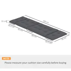 Outsunny Set of Two 190 x 56cm Sun Lounger Cushions - Dark Grey - 3