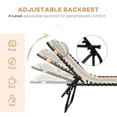 Outsunny Set of Two Folding Sun Loungers, with Four-Position Backs - Multicoloured - 4