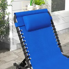 Outsunny Set of Two Folding Sun Loungers, with Four-Position Backs - Blue - 8