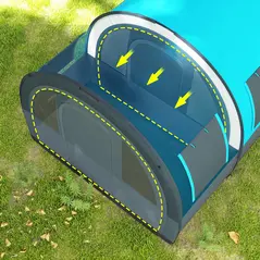 Outsunny Six Man Duo Room Tunnel Tent, with Accessories - Grey/Blue - 8