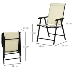 Outsunny Set of Six Folding Garden Chairs - Beige - 3