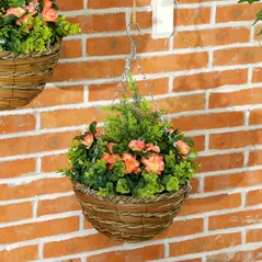 Outsunny Set of Two Hanging Lisianthus Flower Pots - Orange/Green - 9
