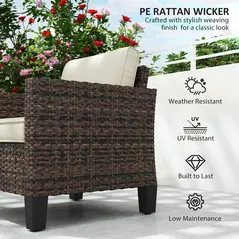 Outsunny Single Rattan Armchair, with Cushions - Brown - 4