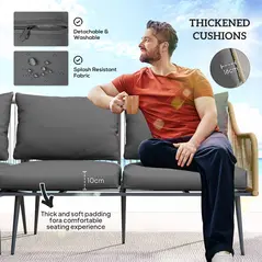 Outsunny Six-Piece Rattan Strong Garden Sofa Set - Brown/Grey - 4