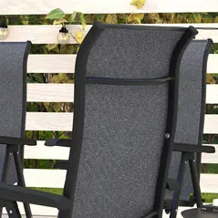 Outsunny Set of Four Folding Garden Chairs, with Seven-Position Adjustable Backs, Grey - 8