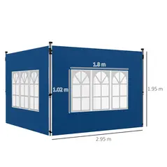 Outsunny Set of 2 Gazebo Side Panels - Blue - 3