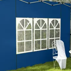 Outsunny Set of 2 Gazebo Side Panels - Blue - 9