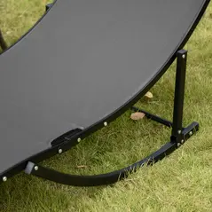 Outsunny Set of 2 S-shaped Foldable Lounge Chair Sun Lounger Reclining Outdoor Chair for Patio Beach Garden, Grey - 9