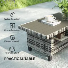 Outsunny Six-Piece Modular Rattan Sofa Set - Navy Blue - 8