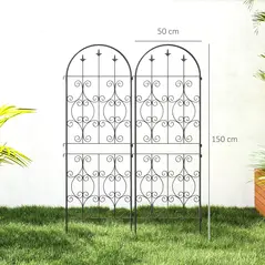 Outsunny Set of 2 Metal Garden Trellis, Decorative Trellis Panels for Climbing Outdoor Plants, Vegetables, Vines, Flowers, 150 x 50 cm, Scrollwork Design - 3