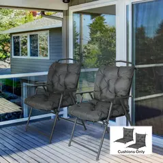 Outsunny Set of Two Outdoor Seat Cushions - Dark Grey - 2