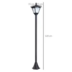 Outsunny Set of 2 Outdoor Garden Solar Post Lamp Sensor Dimmable LED Lantern Bollard IP44 Energy-saving 1.2M Tall, Black - 3