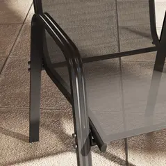 Outsunny Set of Four Stackable Mesh Seat Chairs - Black - 9