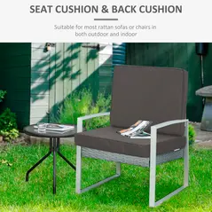 Outsunny Set of 2 Garden Seat and Back Cushion Set, Replacement Cushions for Outdoor Furniture with Seat Cushion and Back Cushion, Dark Grey - 4