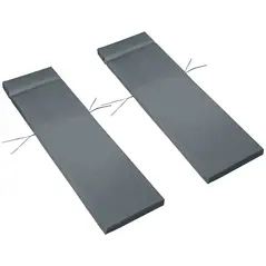 Outsunny Set of 2 Sun Lounger Cushions, Replacement Cushions for Rattan Furniture with Ties, 196 x 55 cm, Cushion ONLY, Dark Grey - 1
