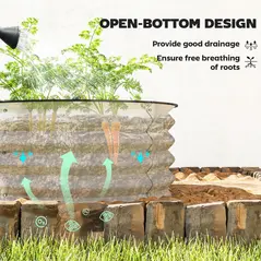 Outsunny Set of 2 Raised Garden Bed, Metal Planter Box with Safety Edging, Easy-to-assemble Stock Tank, Cream White - 5