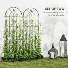 Outsunny Set of 2 Garden Trellis, Metal Fence Panels for Climbing Outdoor Plants, Flowers, 150 x 50cm - 4