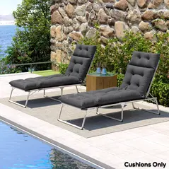 Outsunny Set of Two 190 x 56cm Sun Lounger Cushions - Dark Grey - 8