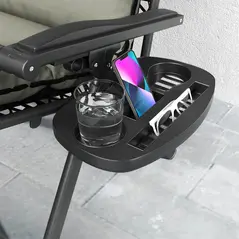 Outsunny Set of Two Reclining Sun Loungers, with Cushion - Grey - 9