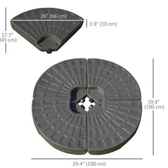 Outsunny Set of 4 Fillable Parasol Weights - 100kg - 3