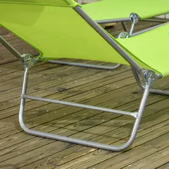 Outsunny Set of Two Steel Frame Sun Loungers, with Reclining Backs - Green - 9