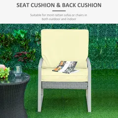 Outsunny Set of 2 Garden Seat and Back Cushion Set, Replacement Cushions for Outdoor Furniture with Seat Cushion and Back Cushion, Cream White - 4